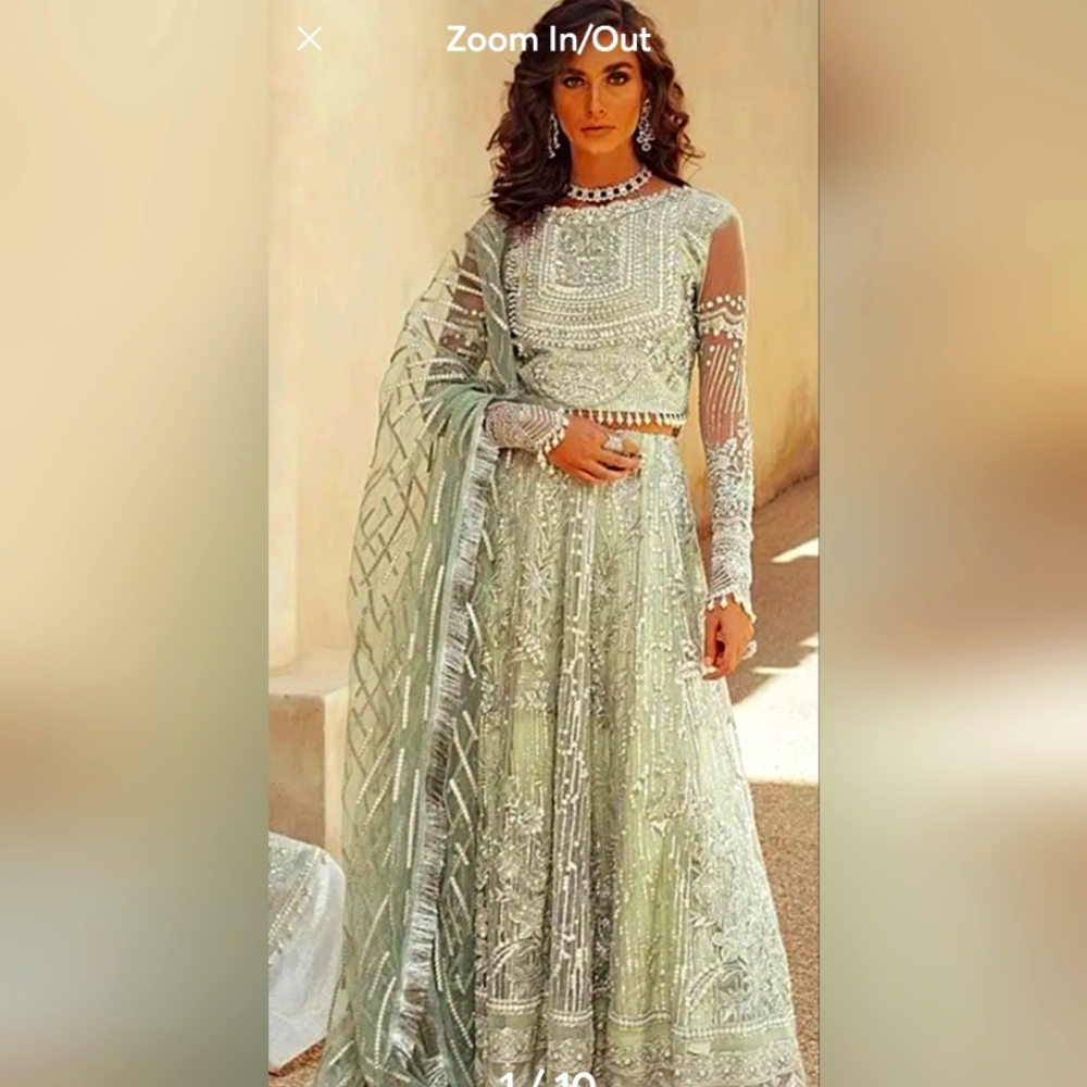 Elegant Embroidered Lehenga Set in Mint Green